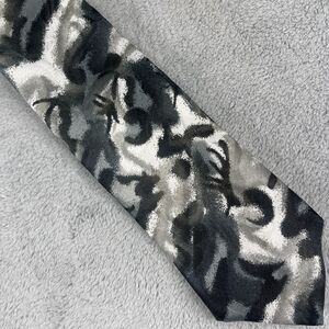 Vintage Pierre Balmain Men’s Necktie Abstract Silk Tie Black White Y2K